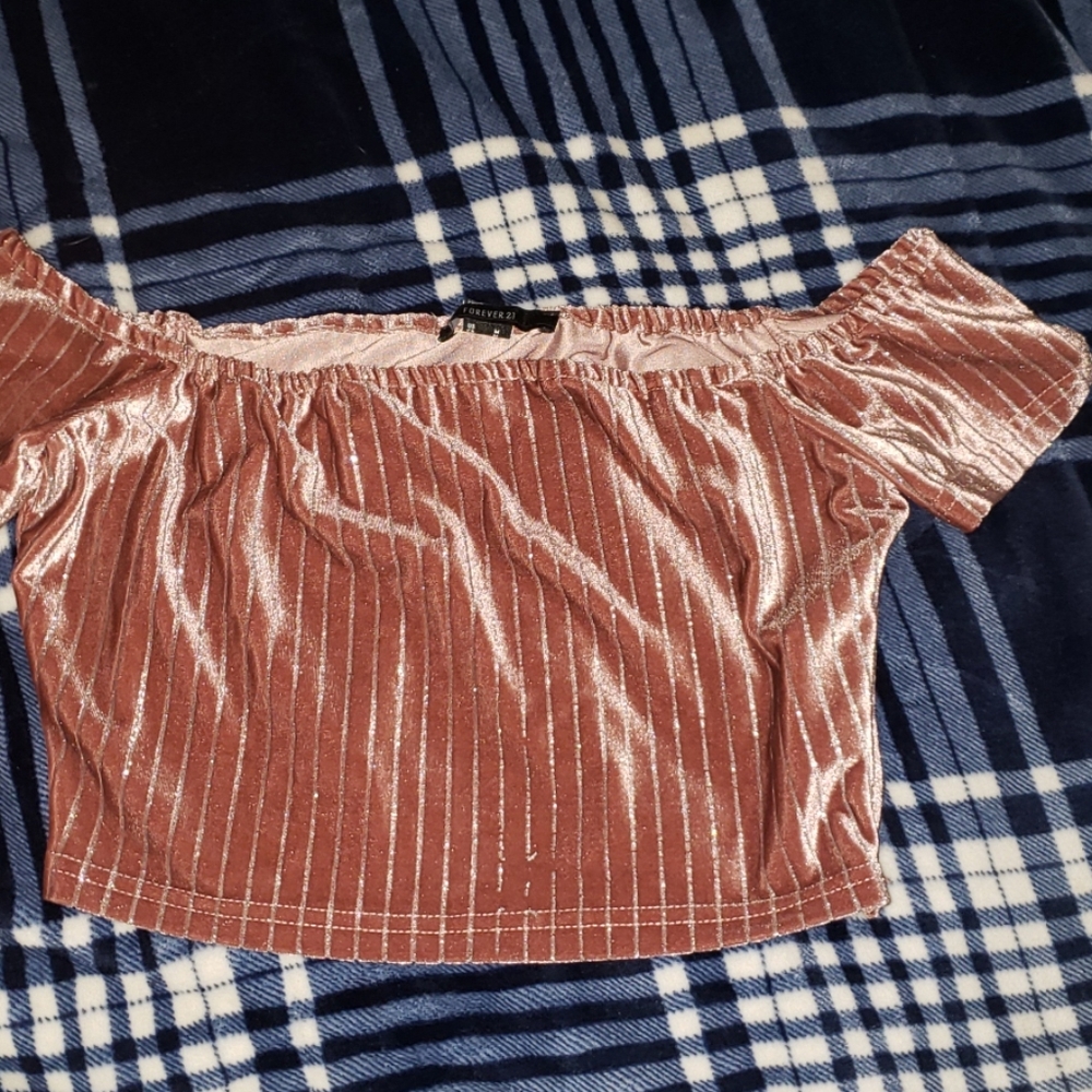 Sparkling silver and pink crop top